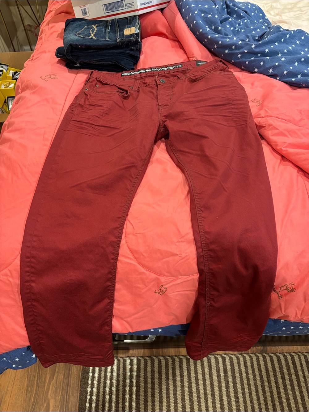 Buffalo David Bitton Men's Maroon Chinos